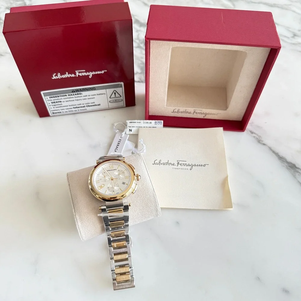 Salvatore Ferragamo SFYQ00321 Legacy Chronograph Two Tone 40mm Swiss NWT Box